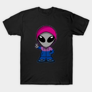 Space Alien Bi Pride Colors T-Shirt